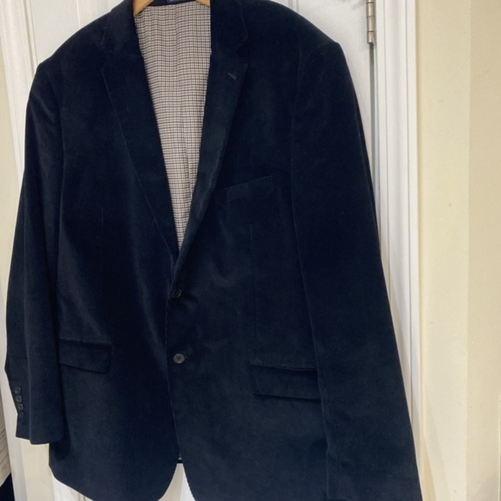 Saddlebred Men's Sport Coat Blazer Two Button Black Corduroy Cotton 48L     3808
